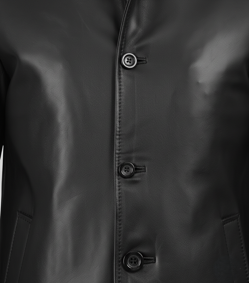 Mens Black Leather Coat with Faux Fur Collar - Styled Look