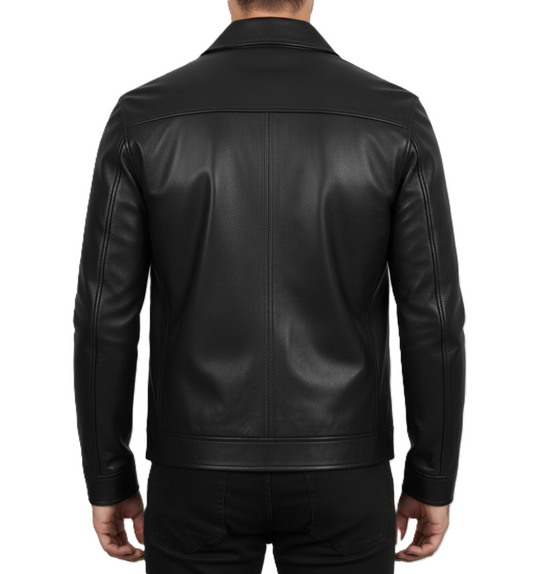 Men's Black Harrington Genuine Leather Jacket
