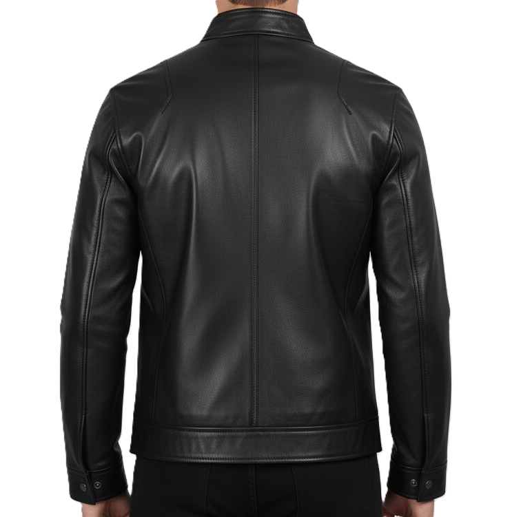 Men's Black Real Leather Biker Jacket - Slim Fit Style