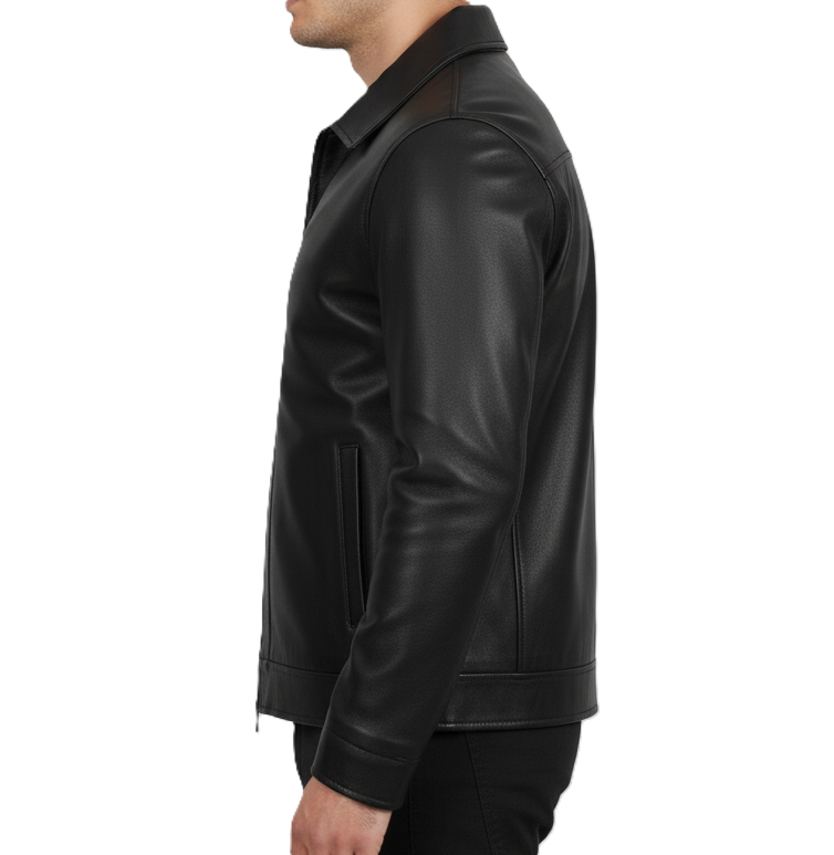Men's Black Harrington Genuine Leather Jacket