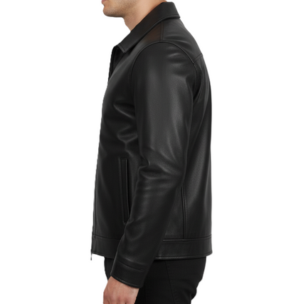 Men's Black Harrington Genuine Leather Jacket