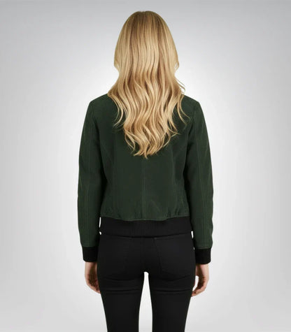 Bliss Green Suede Bomber Jacket