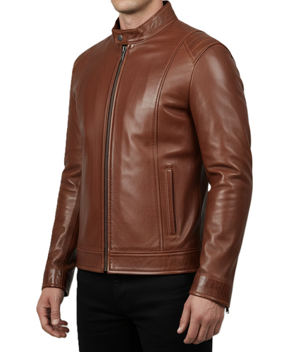  Men's brown waxed genuine leather jacket - real Leather Jacket | Dorsen Leather4