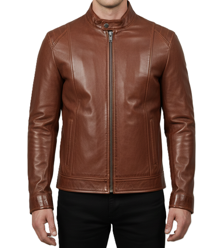  Men's brown waxed genuine leather jacket - real Leather Jacket | Dorsen Leather1