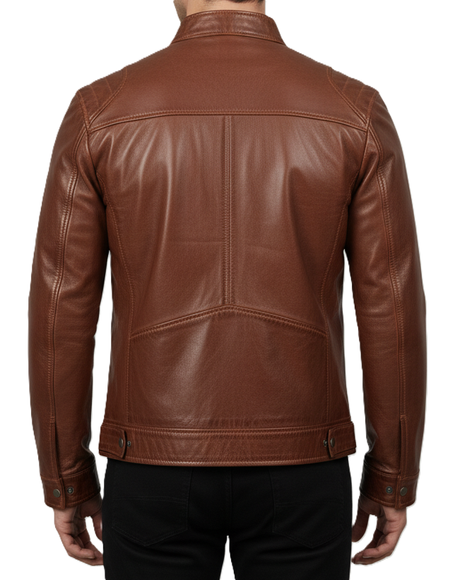  Men's brown waxed genuine leather jacket - real Leather Jacket | Dorsen Leather2