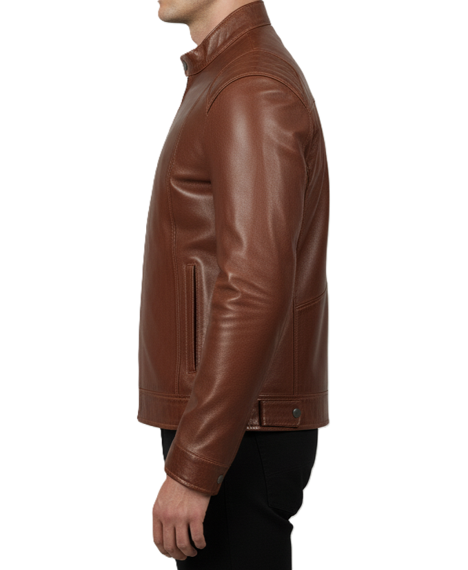  Men's brown waxed genuine leather jacket - real Leather Jacket | Dorsen Leather3