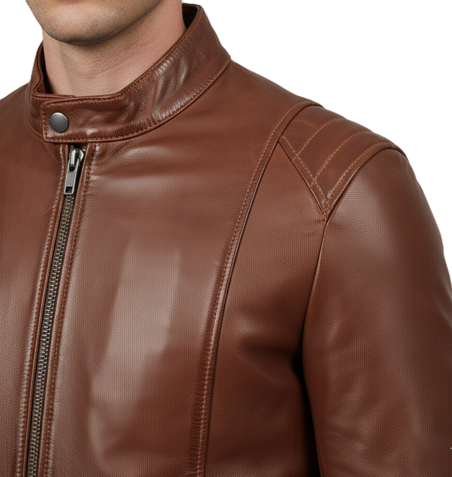  Men's brown waxed genuine leather jacket - real Leather Jacket | Dorsen Leather5