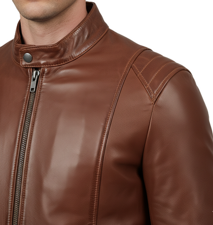  Men's brown waxed genuine leather jacket - real Leather Jacket | Dorsen Leather5