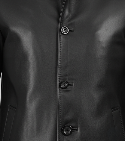 Mens Black Leather Coat with Faux Fur Collar - Styled Look