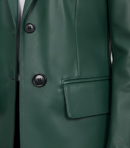 Womens Green Leather Blazer - Full Look